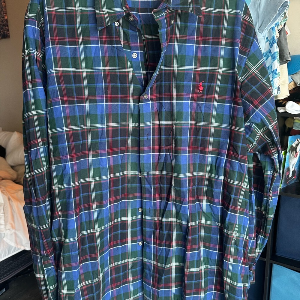 Ralph Lauren Men's Plaid Shirt - Green, Blue, Red